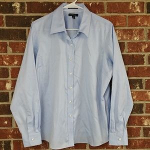 Lands End Pinpoint Oxford Blue Career Dress Shirt